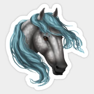 Horse Head - Dapple Blue Hair Sticker